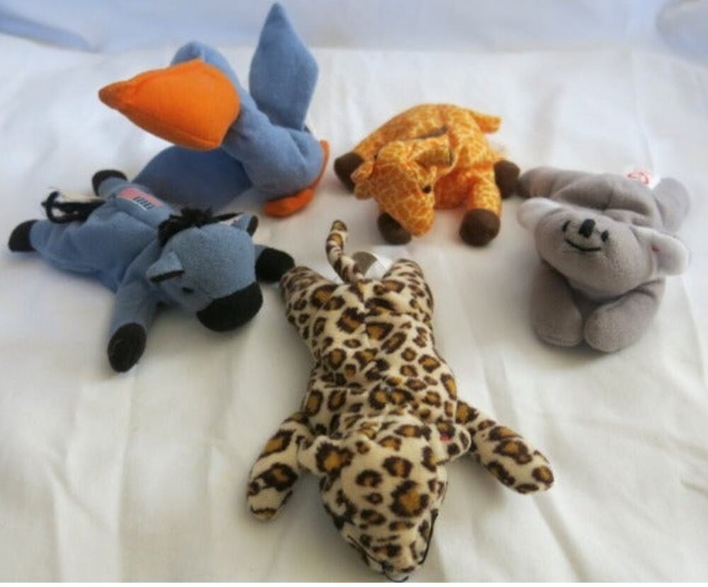 MCDONALDS BEANIE BABIES Lot of 5 Twiggs/Freckles/Scoop/Mel/Lefty 1990's